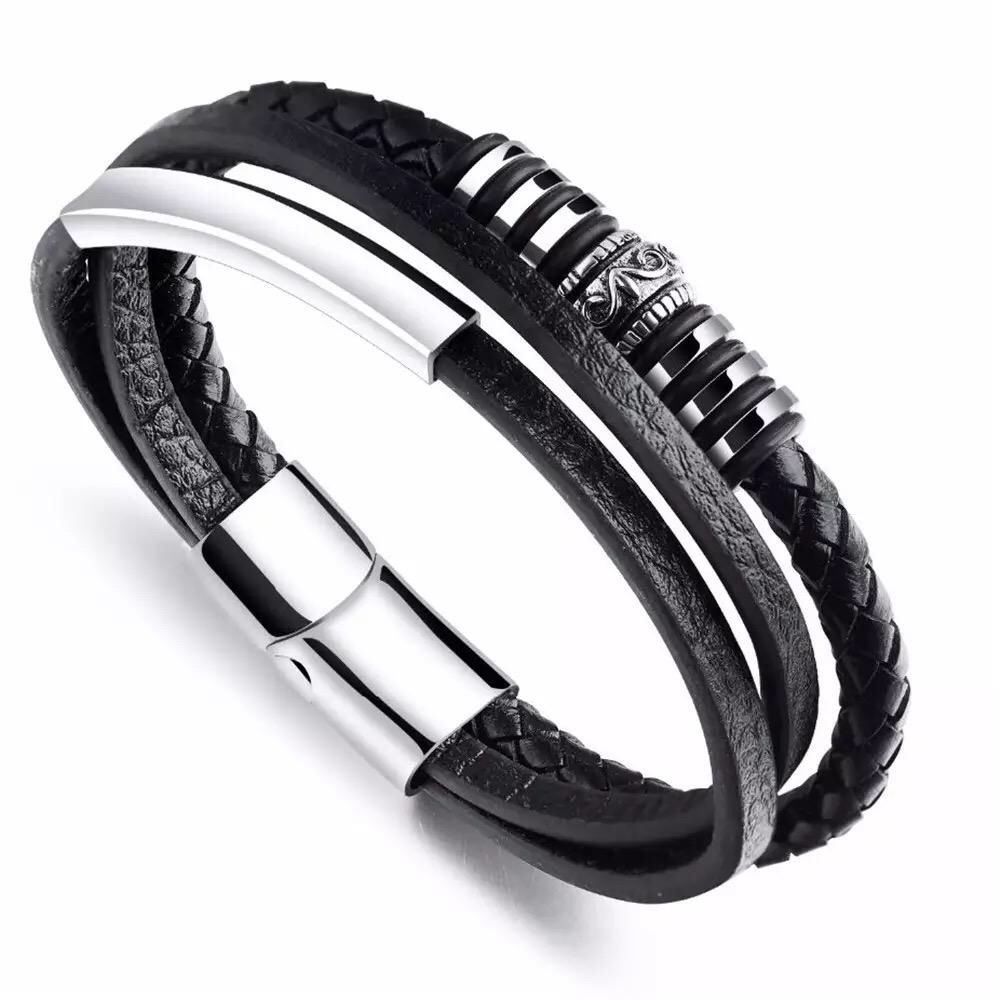 Bracciali & Braccialetti: ARMBAND HERREN LEDER EDELSTAHL – Nuovo (secondo la descrizione) da Neuhaus venduto da lucadominik