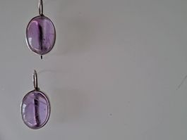 schöne Ohrringe Hänger Silber mit Amethyst oval