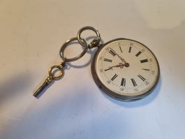Montre de poche ancienne Cylindre Huit Rubis argent