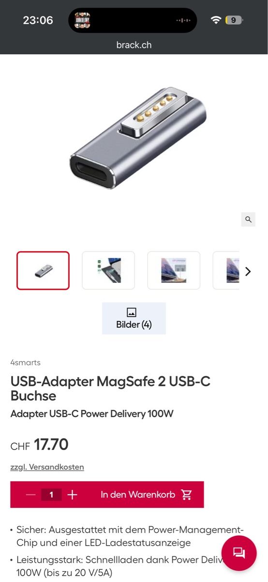 Apple Unità & Adattatore: Adapter Magsafe 2 zu USB C für Macbook – Usato da Würenlos venduto da Girlfrommars