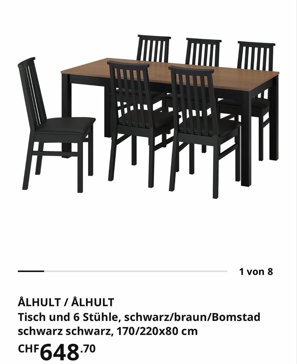 Ikea Set de table et chaises: Alhult Esstisch mit 6 Stühlen – Neuf (Voir description) à Berikon par b_engeli 3