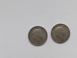 2x 20 rappen 1884