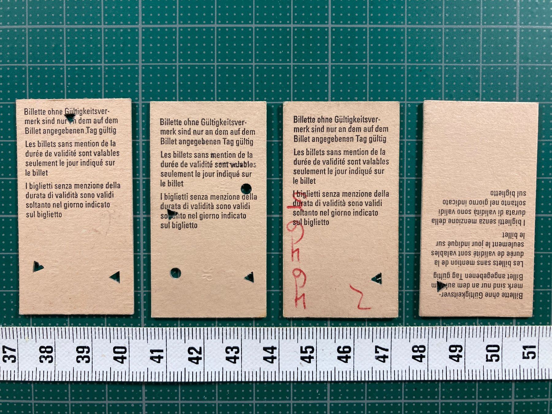 Biglietti: Bürglen, 4 verschiedene SBB Billette, 1983 – Usato da Lenzburg venduto da fh1 1