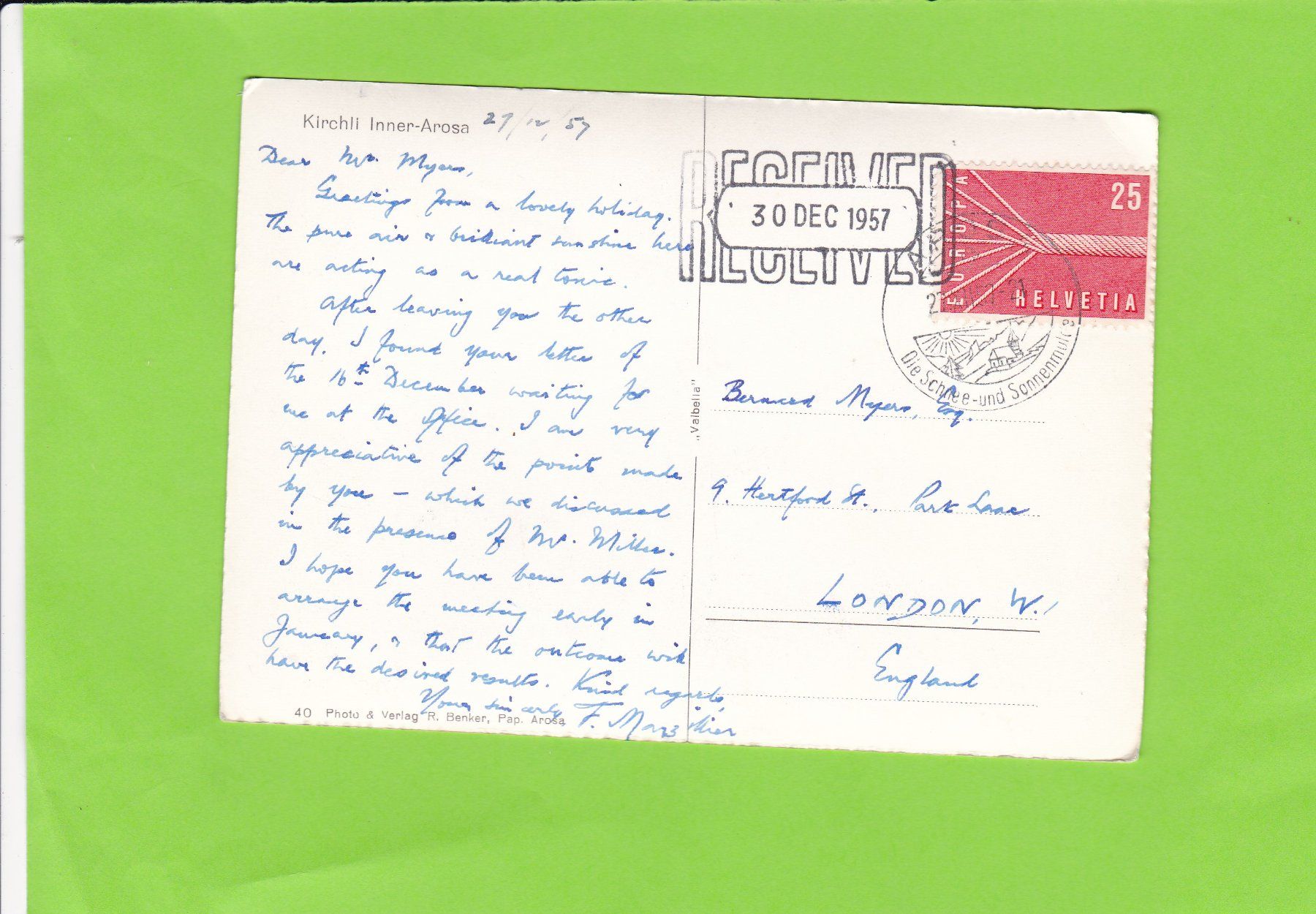 Cartoline postali: Kirchli Inner-Arosa – Usato da St. Peterzell venduto da neckertal 1