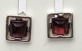 Ohrstecker BERNSTEIN Quadrat Facettiert Rotbraun Modern
