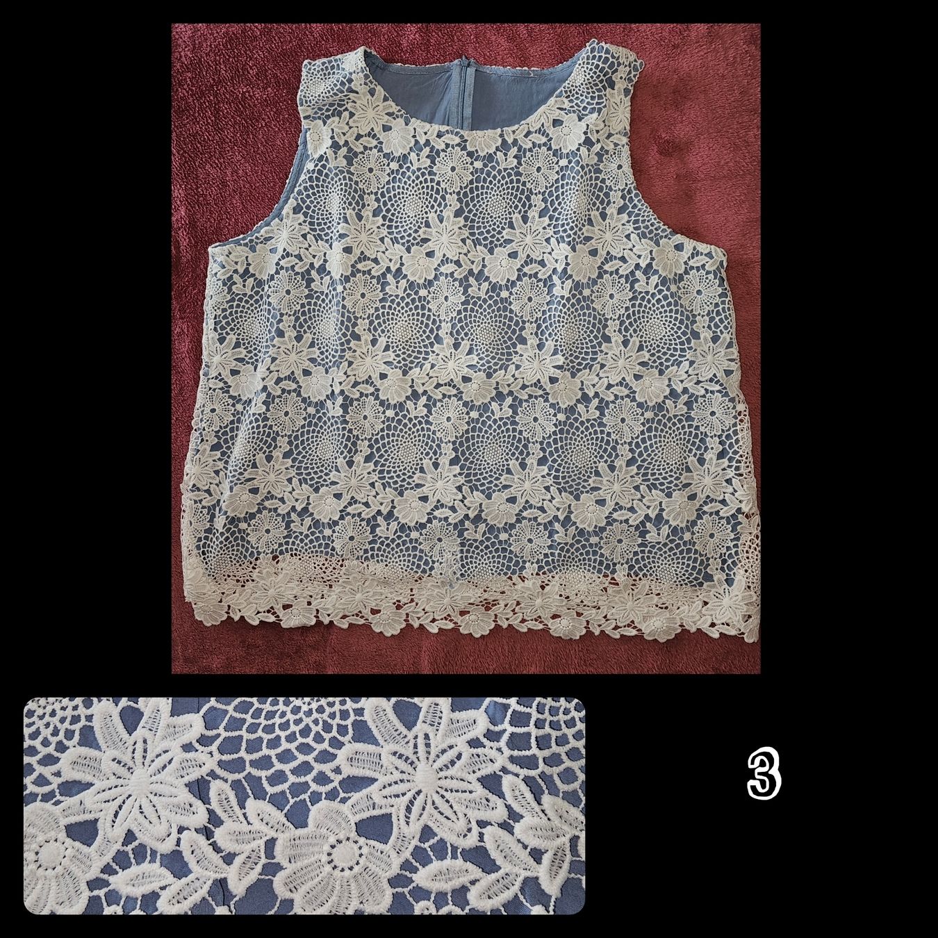 Tops: Top, hellblau mit weisser Spitze, XL, NEU – Neu (gemäss Beschreibung) aus Heiden von Taronia