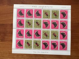 CH PJ 1953 Kehrdruckbogen * mit Schmetterlings Ei rar (5859)