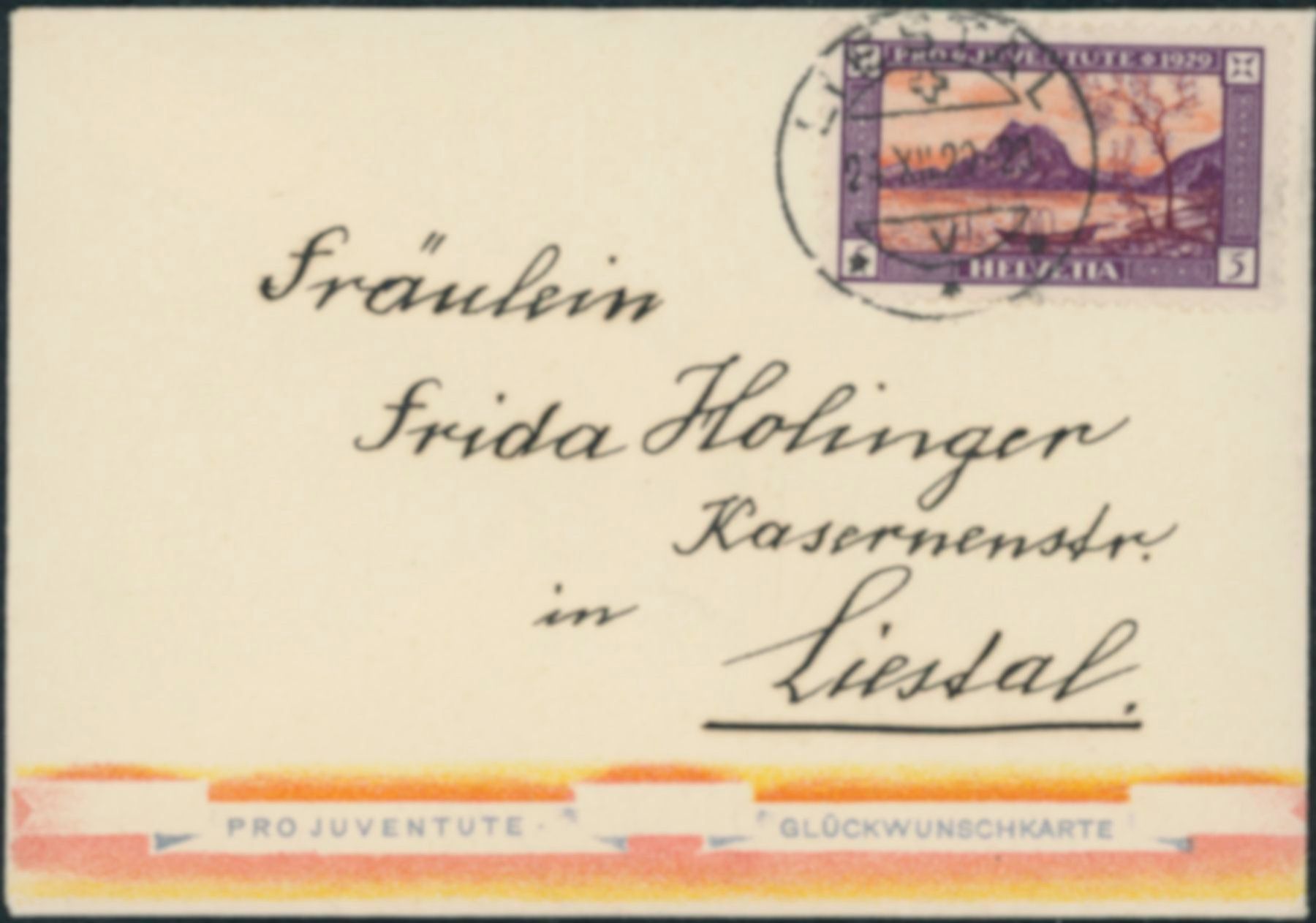 Tutti i francobolli: 1929 - Pro Juventute - Briefli - Liestal BL – Usato da Schindellegi venduto da leecollect