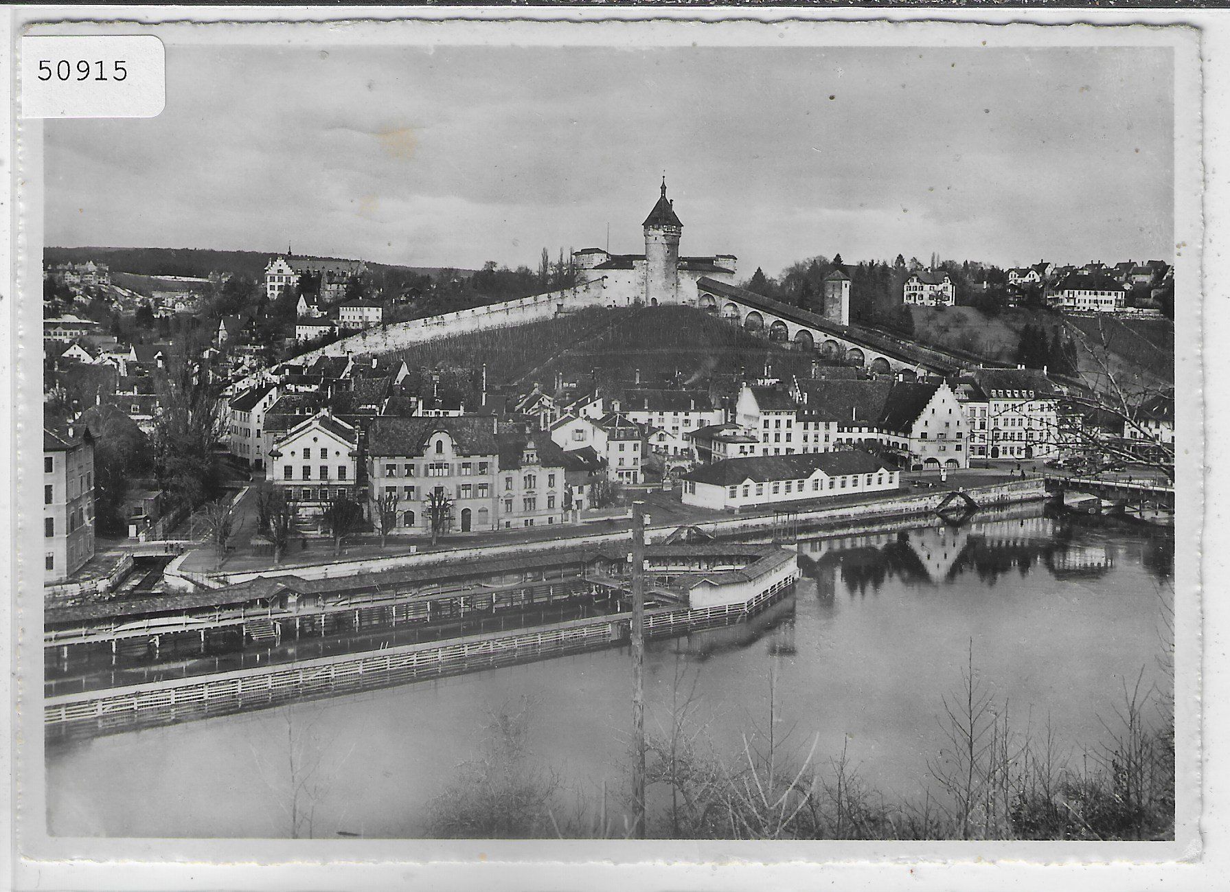Cartoline postali: Schaffhausen - Munot und Badeanstalt – Usato da Ettingen venduto da Kartenplanet