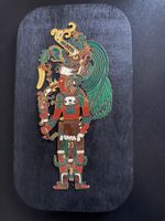 Alte Maya Holztafel, Wanddeko, Vintage Mexiko Souvenir