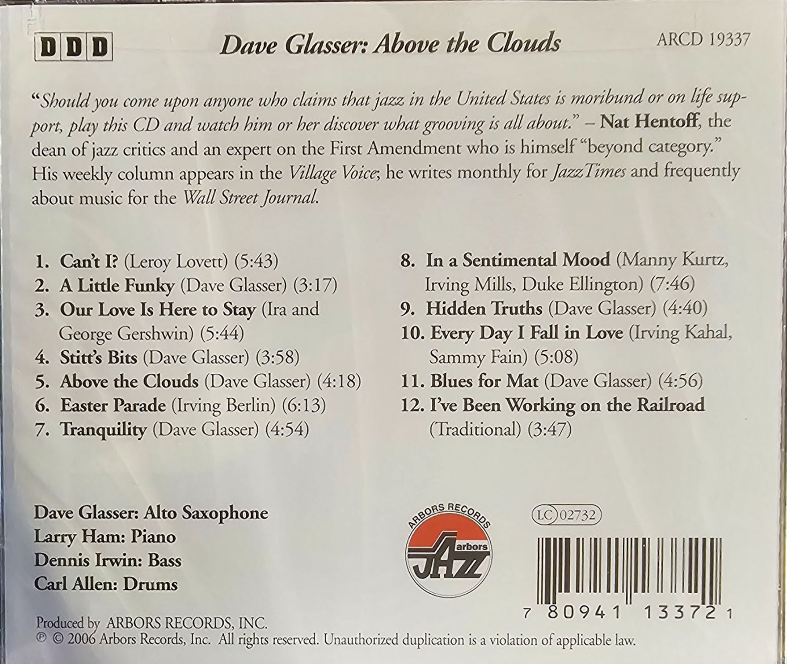 CDs: Dave Glasser - Above The Clouds – Neuf avec emballage d'origine à Wahlen b. Laufen par Cg10 1