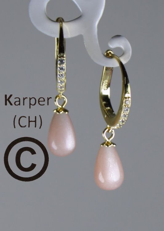 Boucles D'oreilles Anciennes En Argent Et Pierre De Lune - Pendant Avec Marcassite - Occasion Vintage