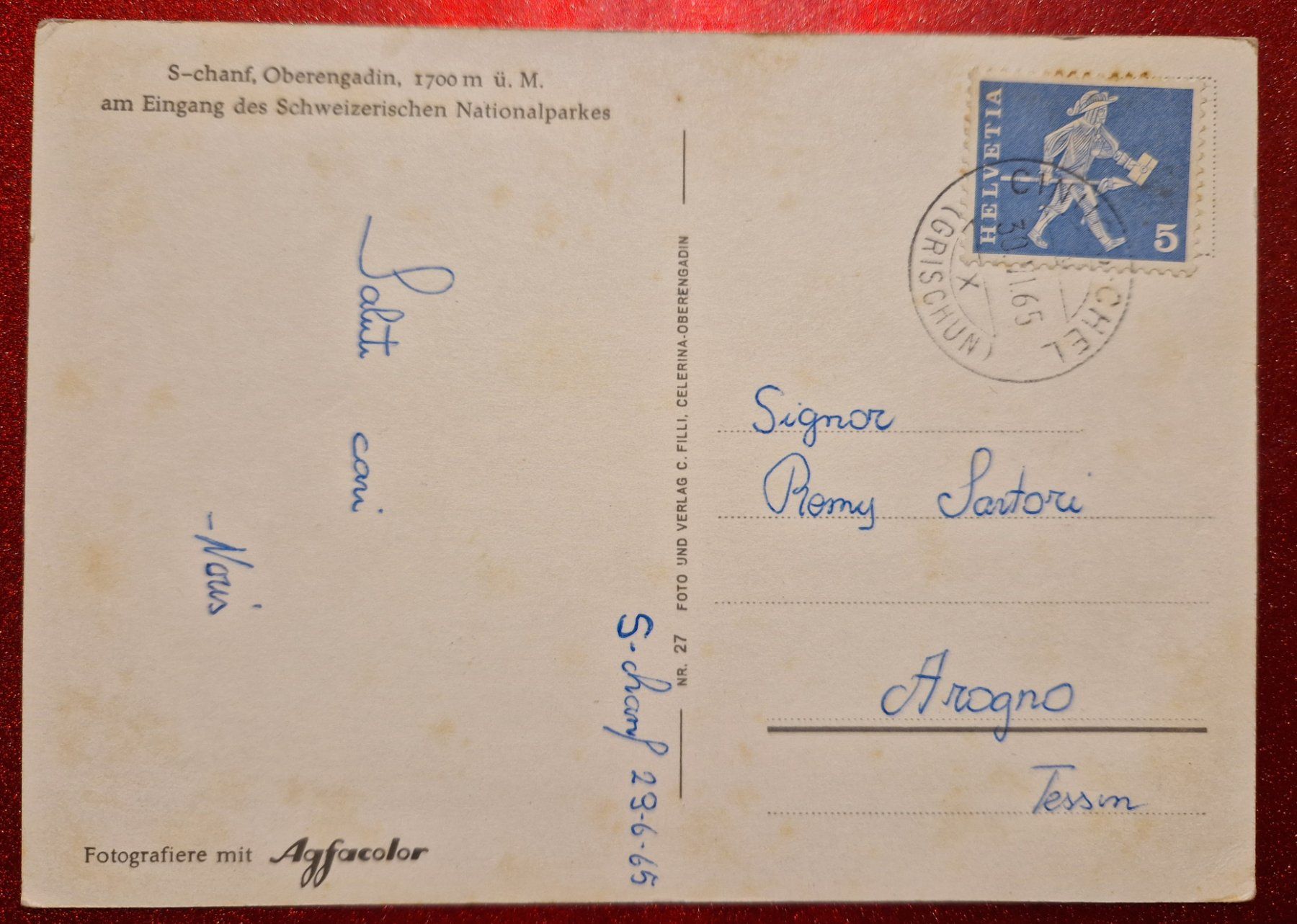 Ansichtskarten: S-chanf 1965 – Gebraucht aus Melchnau von Arthurius 1