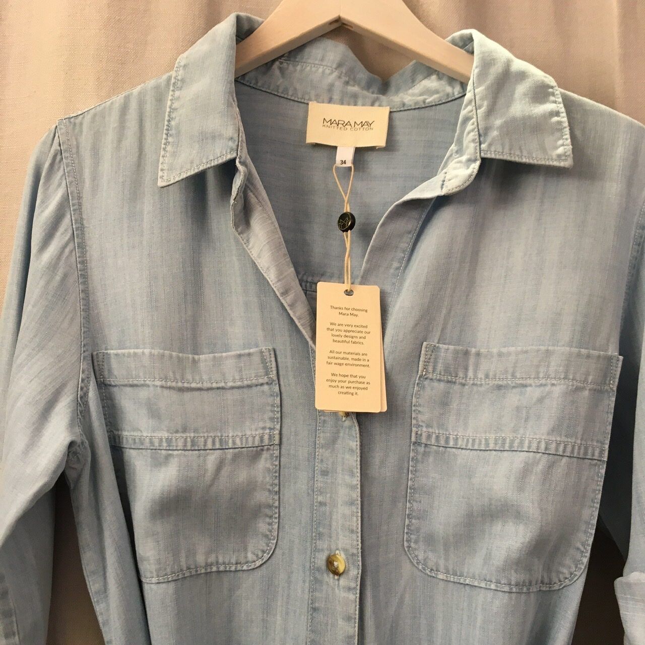 Vestiti: Mara May Hemdbluse Jeans Kleid LA Lyocell hellblau Gr 38 neu – Nuovo e nell'imballaggio originale da Zürich venduto da rar_b2y9