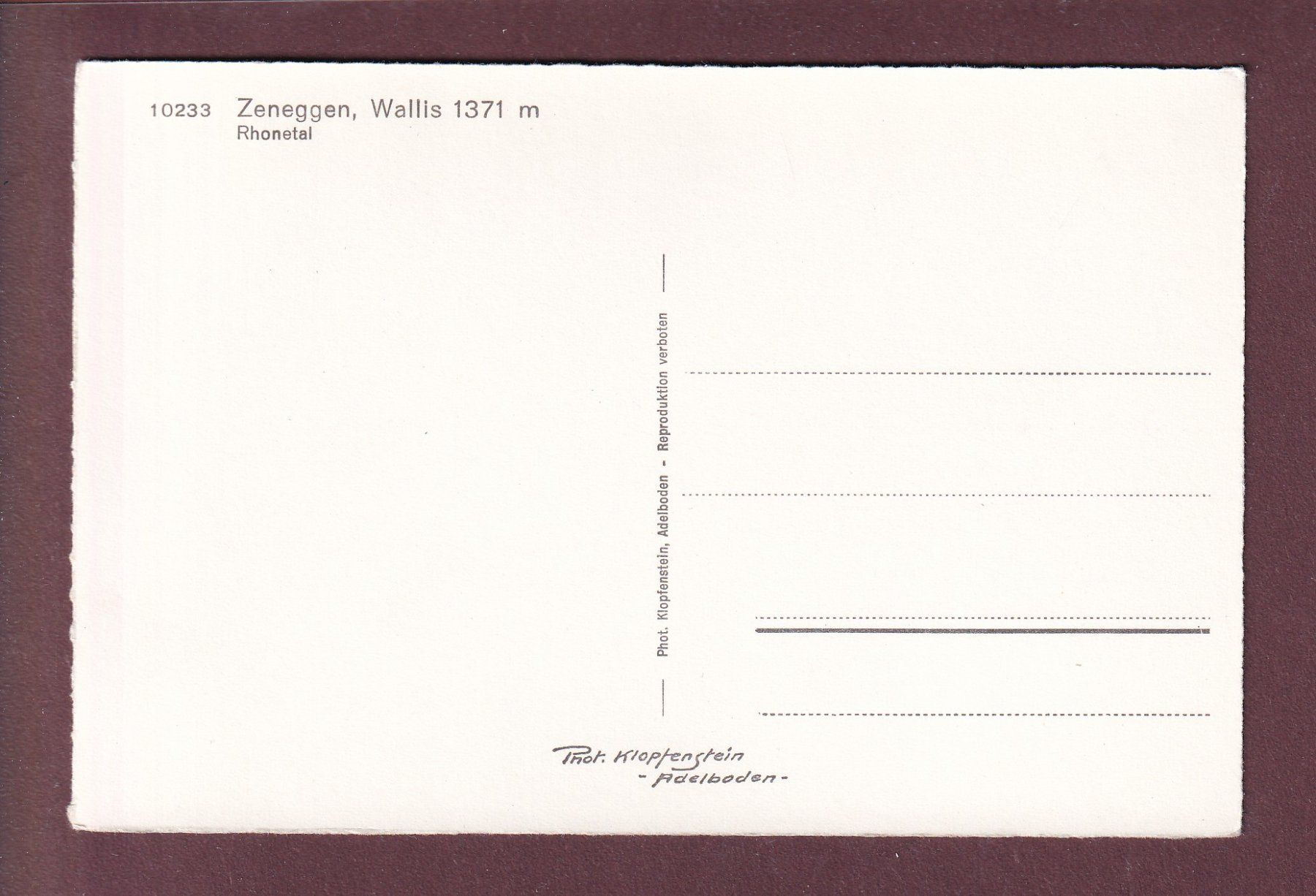 Cartoline postali: ZENEGGEN - Rhonetal – Usato da Pully venduto da nicecards 1