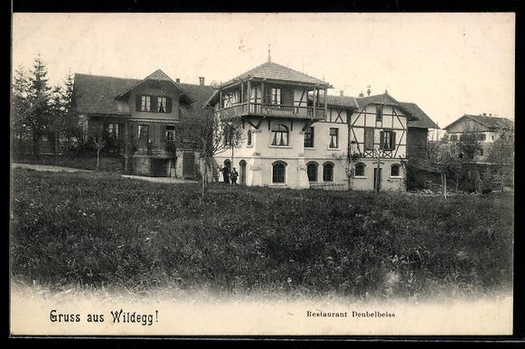 Ansichtskarten: AK Wildegg, Restaurant Deubelbeiss, 1907 – Gebraucht aus Berlin von bartko-reher