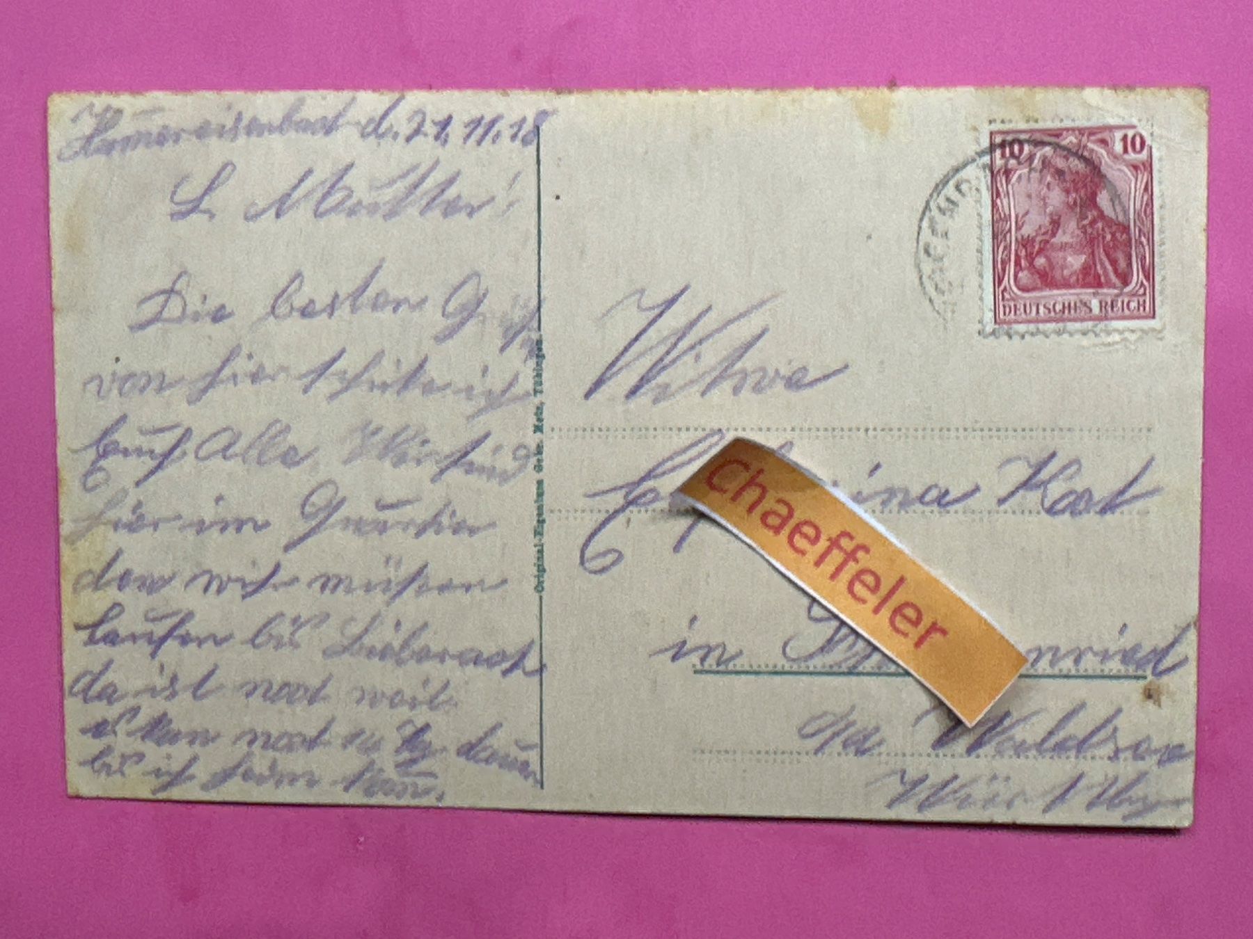 Cartoline postali: 1918 Hammereisenbach – Usato da Zürich venduto da Chaeffeler 1