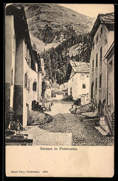 Cartes postales: AK Pontresina, Ortspartie mit Strasse – D'occasion à Berlin par bartko-reher