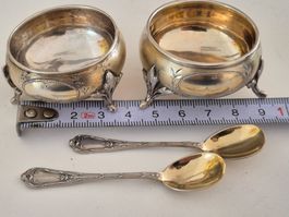 Silber 13 Lot 800 Salzgefäss Set Löffel Vintage Unikat Antik