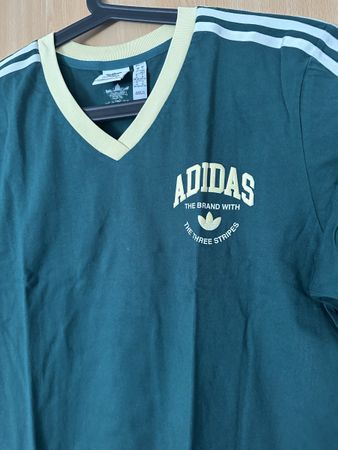 Adidas T-Shirtkleid grün gelb Gr. M Vintage Retro