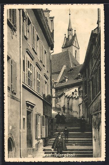 Cartoline postali: Basel, Totengässli mit Leuten auf den S – Usato da Berlin venduto da bartko-reher
