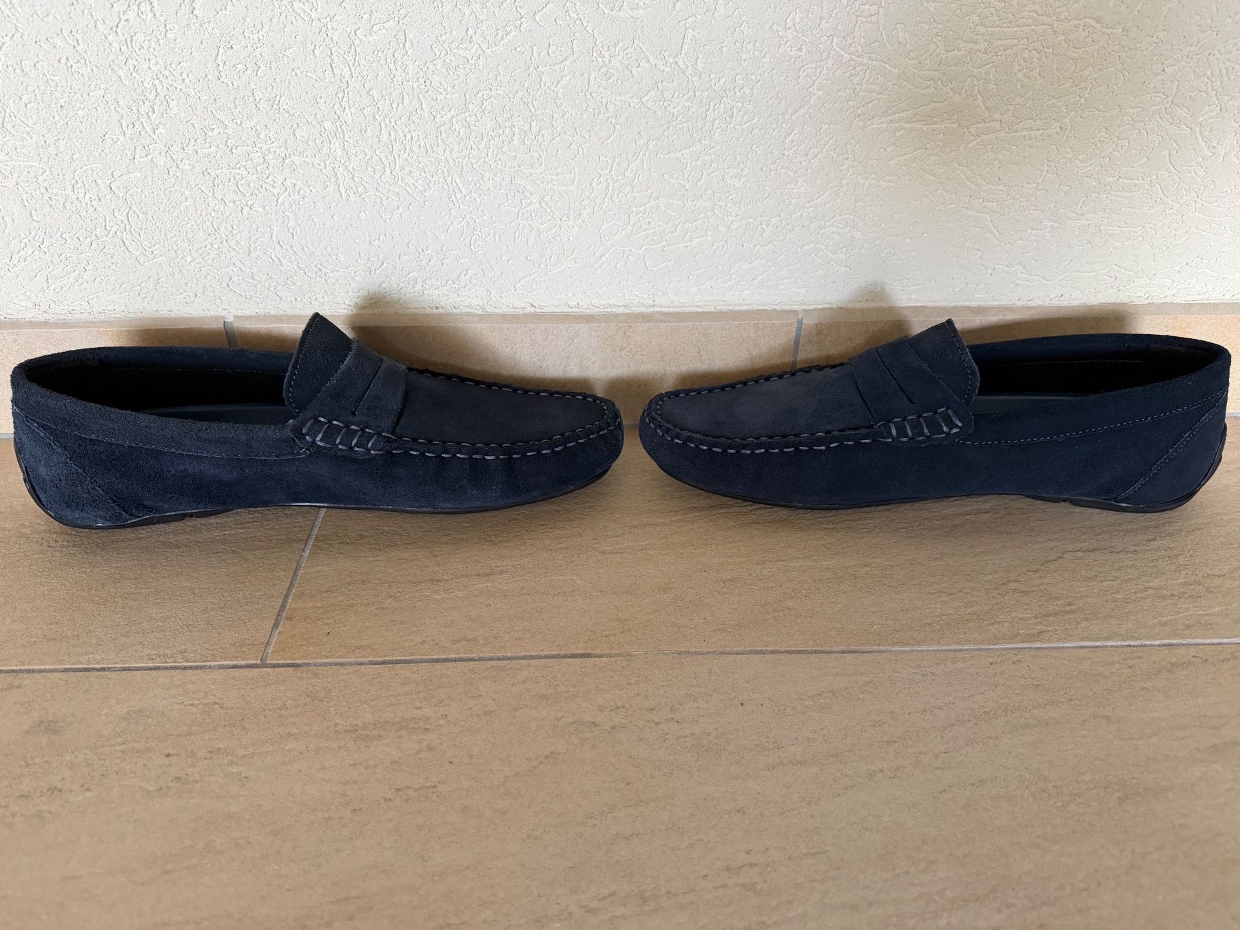 Herrenschuhe: Mocassins en daim bleu, p. 42 – Neu (gemäss Beschreibung) aus St-Gingolph von GoldenKeys 4