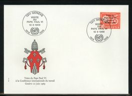 1969, FDC, BIT (D IV) Besuch von Papst Paul VI. in Genf