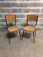 2 Chaises bois métal vintage Salvarani 1950