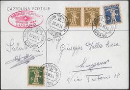 1934 Karte o Lugano Phila. Kongress Frankatur selten ab 1.-
