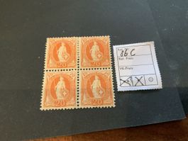1907 STEHENDE HELVETIA 4ER BLOCK 