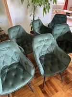 Ensemble 6 chaises velours vert