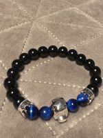 Armband Police Perlen blau schwarz gebraucht guter Zustand