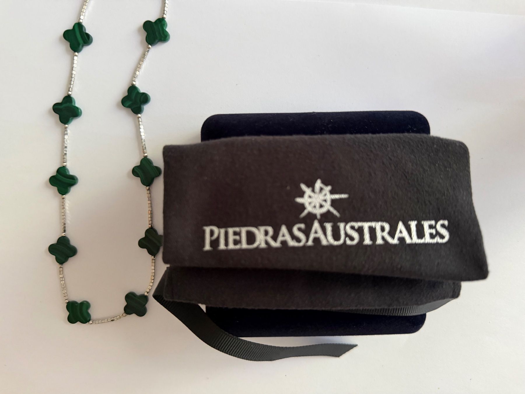Catenine: Collier en malachite véritable et argent, trèfle, comme neuf – Nuovo (secondo la descrizione) da Neuchâtel venduto da glo_f7bp 5