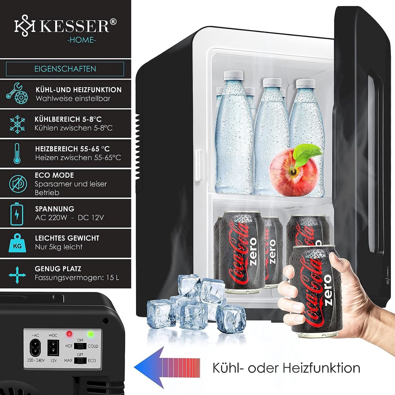 Mobicool Frigoriferi & Refrigeratori: KESSER Mini Kühlschrank 15L Schwarz – Nuovo e nell'imballaggio originale da Bottighofen venduto da zaap 1