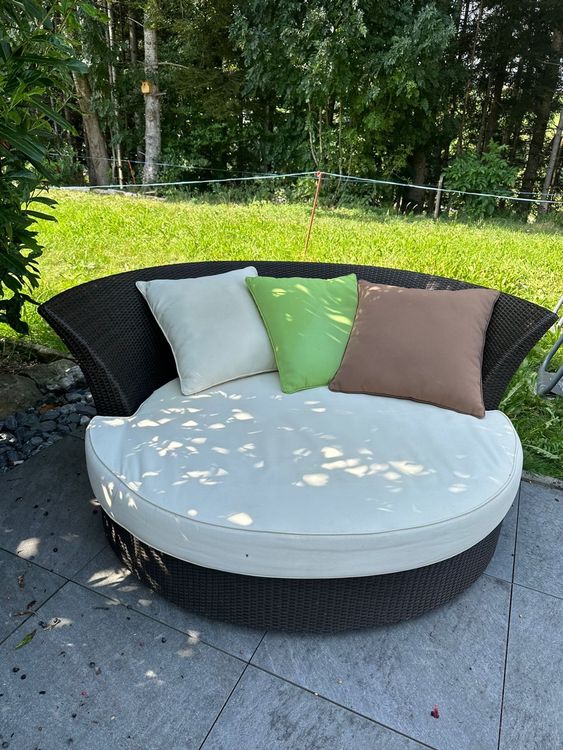 Runde Sonnenliege Garten Lounge Polyrattan braun Kaufen auf Ricardo