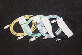4er Set geflocht Ladekabel USB-C Lightning iPhone Mix Farben