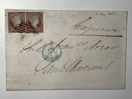 Spanien 1856, 4 Cuartos im Paar, sauber gestempelte Rarität!