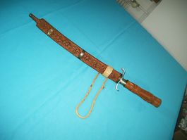 Thai Dha Schwert in Holzscheide, Vintage