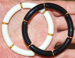 Armband Set B-1447 – 2 Stück Acryl Harz Rohr Perlen – elast.
