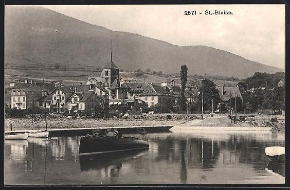 Cartoline postali: St.-Blaise, Teilansicht mit Gebirgspanor – Usato da Berlin venduto da bartko-reher