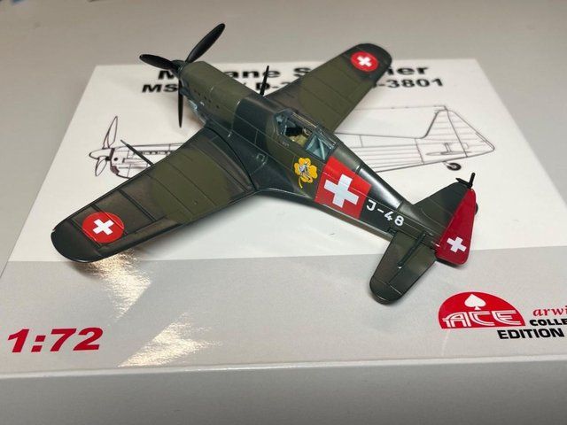 Schweizer Armee Kit di modellismo & Modellini statici: Morane J-48 Metallmodell 1/72 – Nuovo e nell'imballaggio originale da Hochfelden venduto da aviatikboerse_top 1