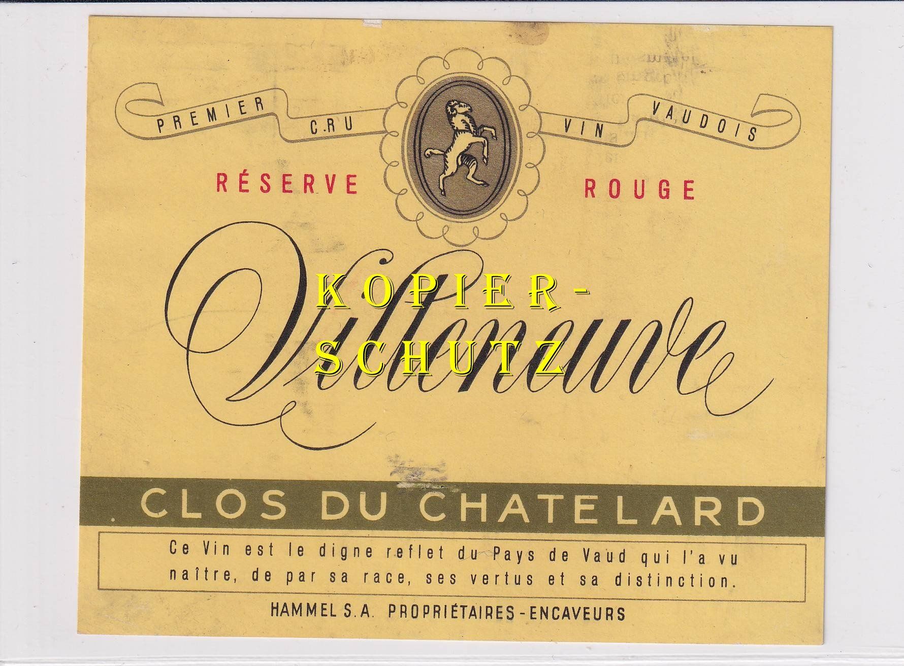Papiere: Etikette - Villeneuve "Clos du Chatelard" Réserve rouge /bd – Gebraucht aus Hombrechtikon von Rudolf07