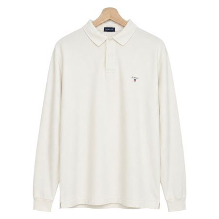 GANT Polo Langarm, Grösse XL, Off-White, 100% Baumwolle
