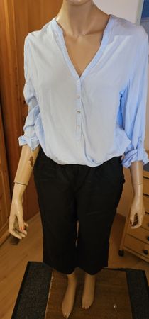 H&M Leinenhose, Gr. M, dunkelblau mit leichter Bluse gr.40