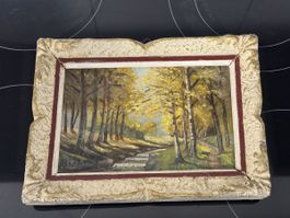 Original Ölgemälde Herbstwald im Rahmen