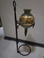 Ancien décanteur à vin en fer forgé verre doré 🍇🍷