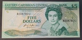 5 DOLLARS / OSTKARIBIK (Anguilla) ND (1988-89) (BANKFRISCH)