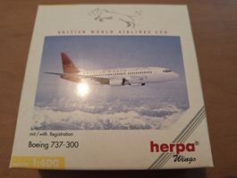 Herpa Wings British World Boeing 737-300 1:400 G-OBWZ