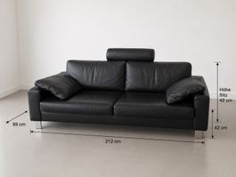 Ledersofa schwarz 212cm Breite guter Zustand