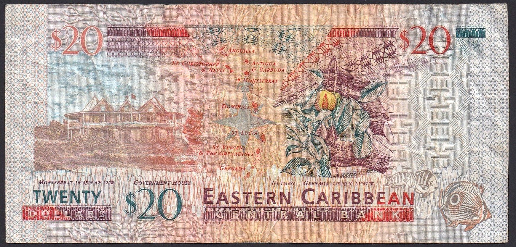 Banconote: Eastern Caribbean Staates 20 Dollars 2008 – Usato da Brugg AG venduto da banknoten_muesli 1